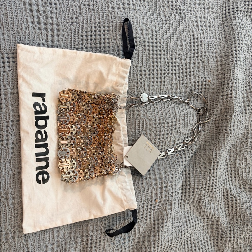 Rabanne Sac a Main Nano Metallic chain link Shoulder Bag in Mixed Gold & Silver - Picture 3 of 8